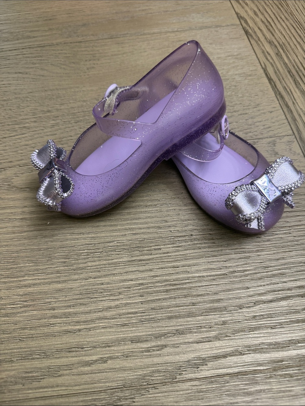 Mini Melissa Lilac Glitter Bow Mary Jane Shoes